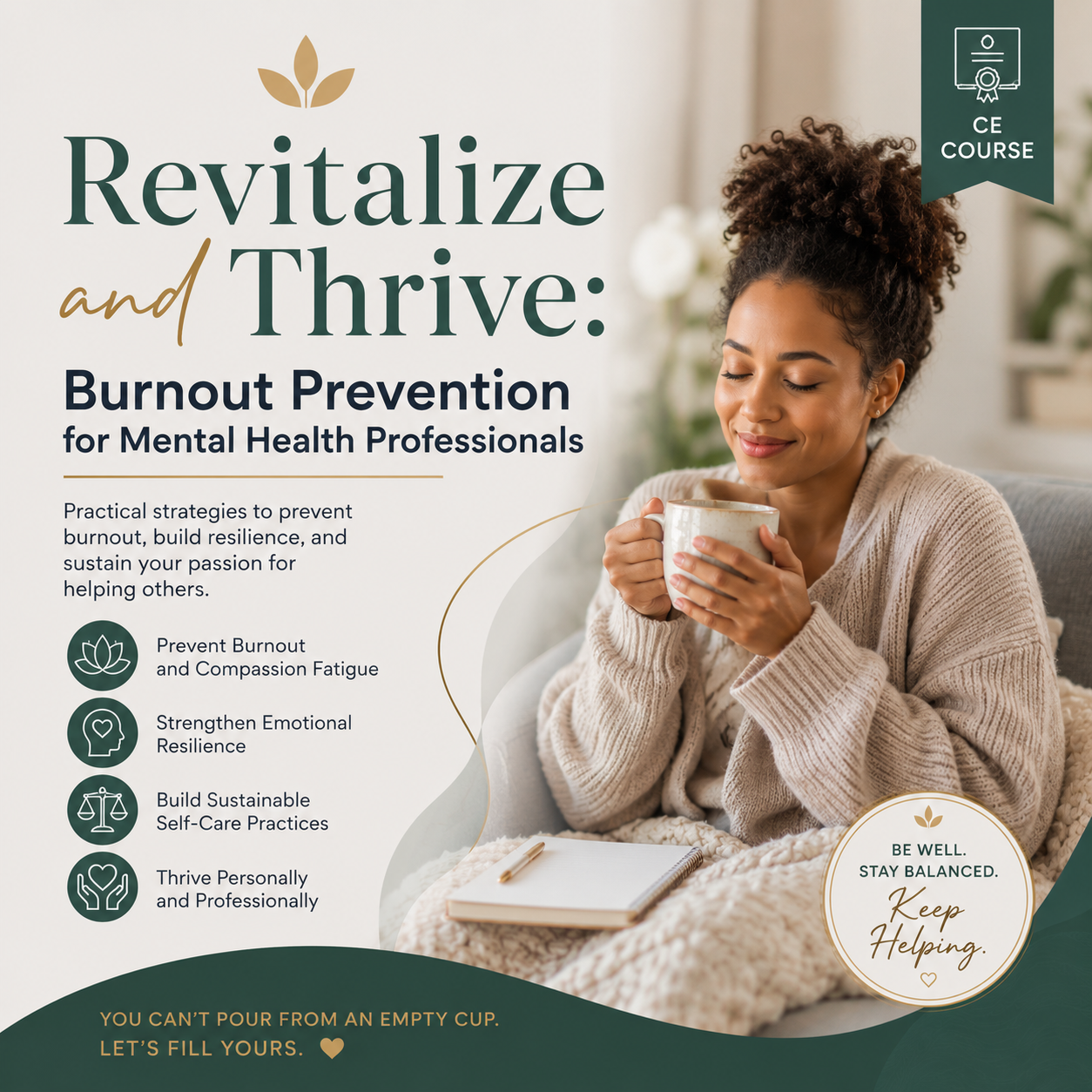 Revitalize and Thrive: Burnout Prevention for Mental Health Professionals-1CEs